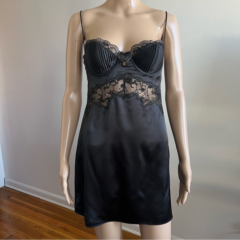 FOR LOVE & LEMONS BRIE BLACK SLIP DRESS Mini SIZE M - Picture 7 of 16